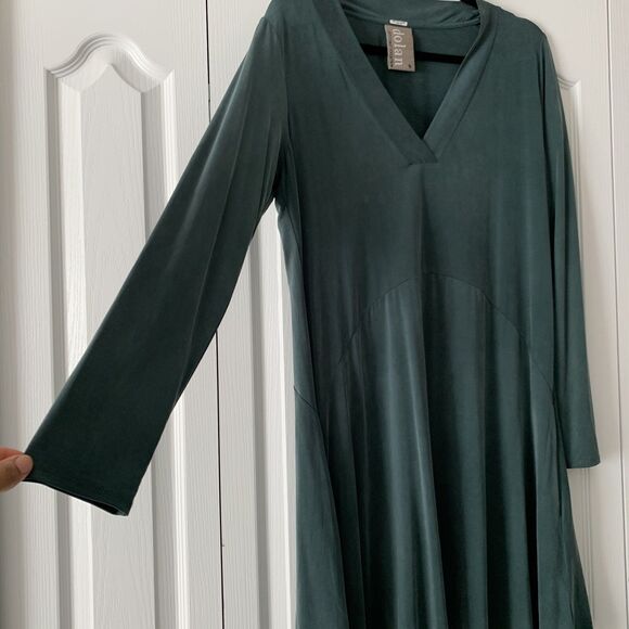 Anthropologie Dolan Dress M Green Long Sleeve Toute Swing Boho Minimalist Preppy - Picture 5 of 11